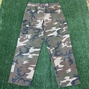 Vintage Duck Bay Pants Men 35x31" Woodland Camouflage Cargo Hunting Straight 90s